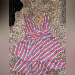 Pastel rainbow pink lily size small dress
